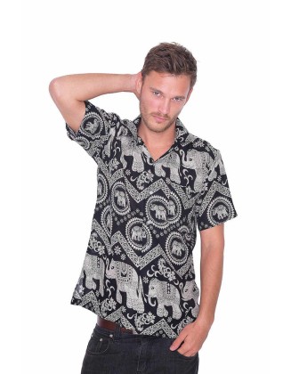 Black Hawaiian Short Sleeve Casual Shirt