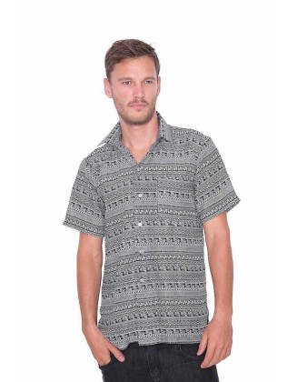 BLACK Short Sleeve Casual Aloha Beach Shirt